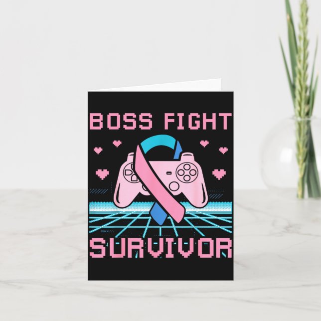 Tarjeta Thyroid Cancer Awareness Boss Fight Survivor Gamer (Anverso)