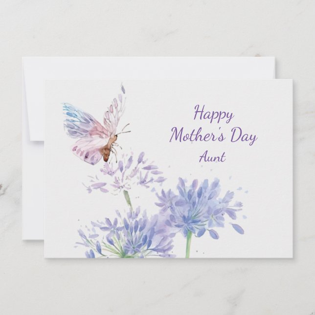 Tarjeta Tía Butterfy Jardín elegante del Día de la Madre (Anverso)