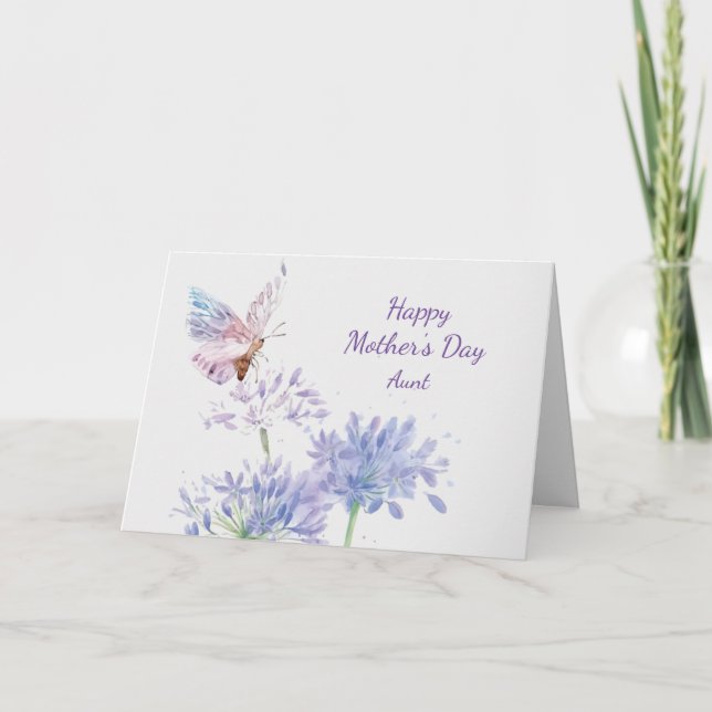 Tarjeta Tía Butterfy Jardín elegante del Día de la Madre (Anverso)