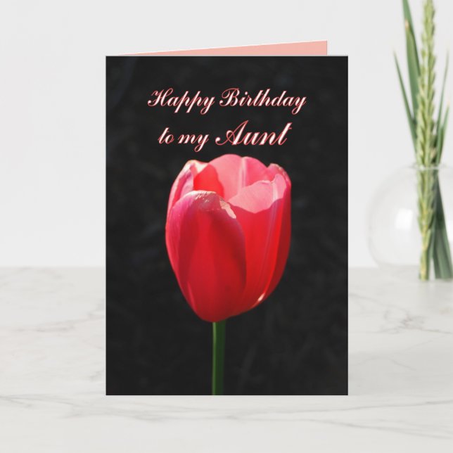 Tarjeta Tía de cumpleaños feliz de los tulipanes rojos (Anverso)
