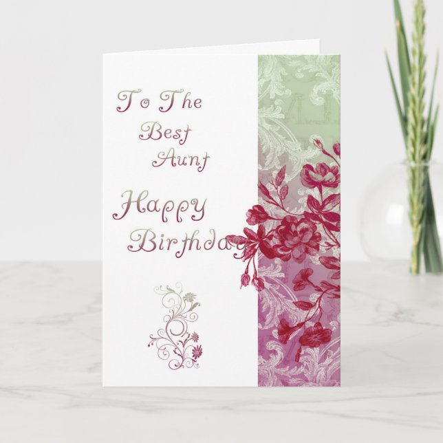 Tarjeta Tía de cumpleaños vintage (Anverso)