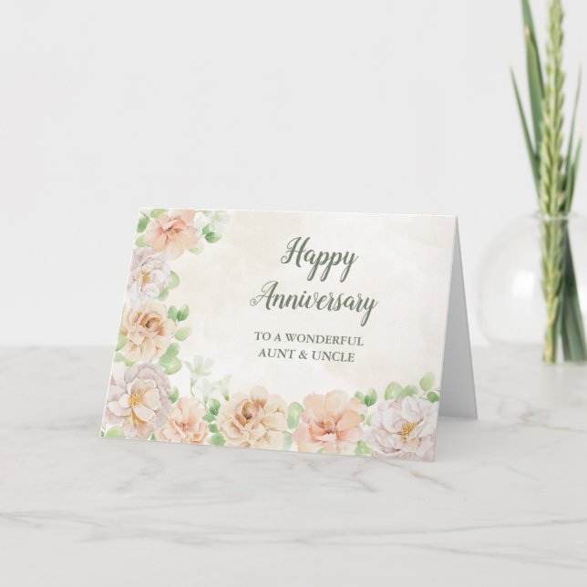 Tarjeta Tía de primavera y aniversario del tío Boda (Anverso)