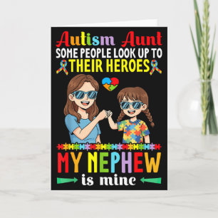 Tarjeta Tía del Autismo Mi Sobrino Es Mi Heroe Conciencia