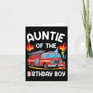 Tarjeta Tía del niño del camión de bomberos del cumpleaños