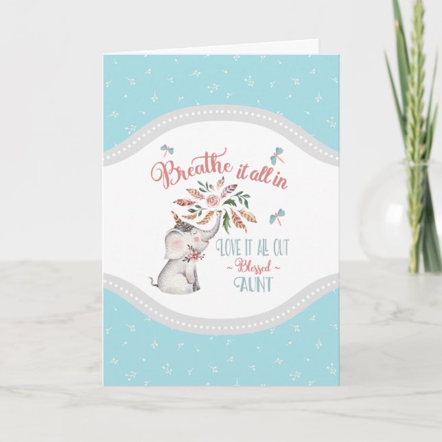 Tarjeta Tía Elefante y Regalo de Libélula Bendita (Anverso)