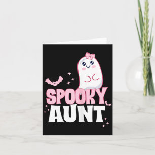 Tarjeta Tía espeluznante familia lindo rosa fantasma blanc