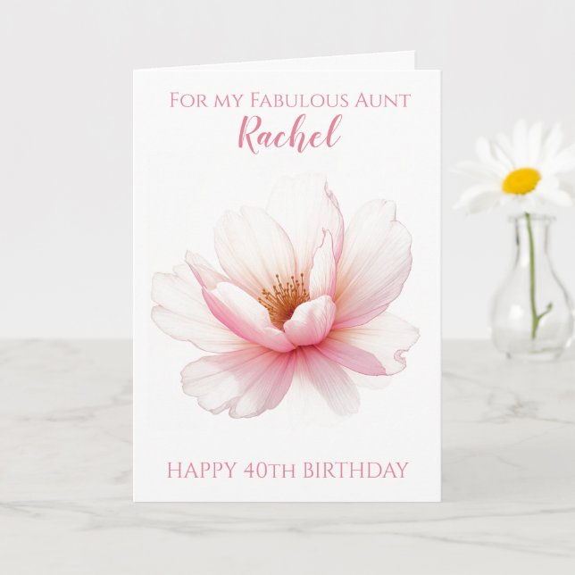 Tarjeta Tía Flor de Cerezo Cumpleaños 40 (Planta pequeña)