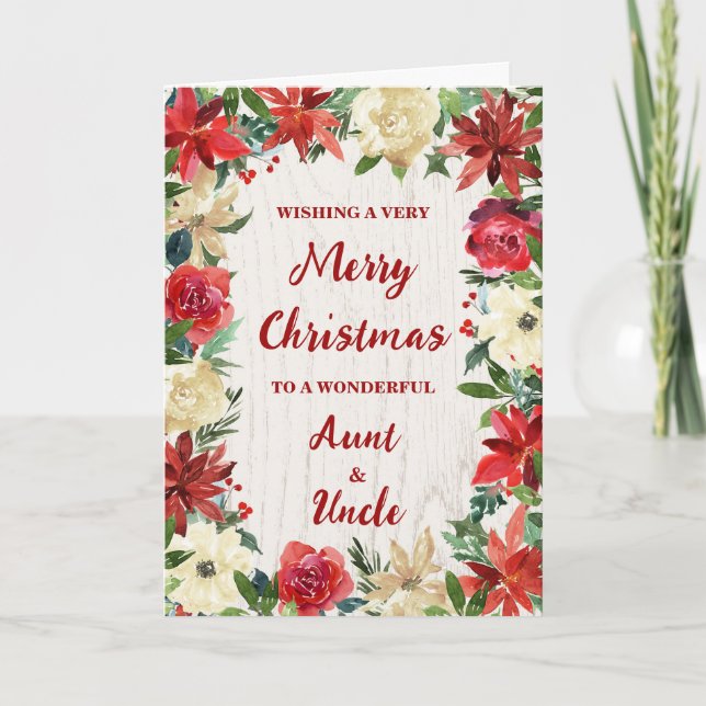 Tarjeta Tía floral y Navidad tío Feliz (Anverso)