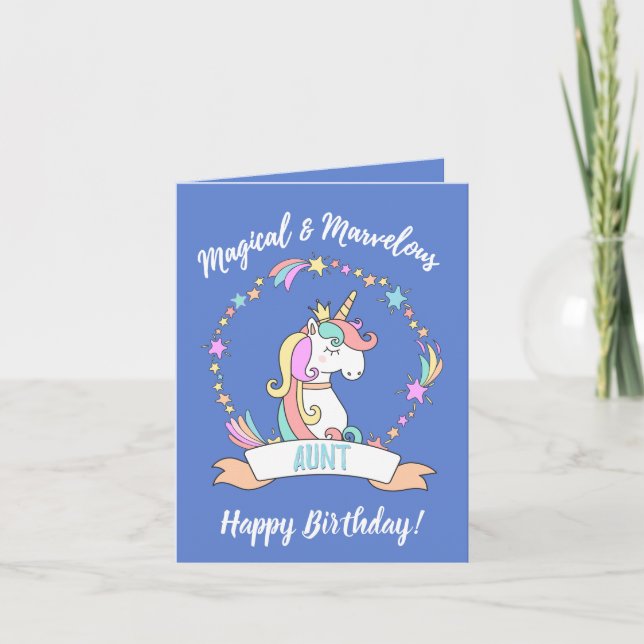 Tarjeta Tía Maravillosa Mágica - Princesa Unicornio (Anverso)