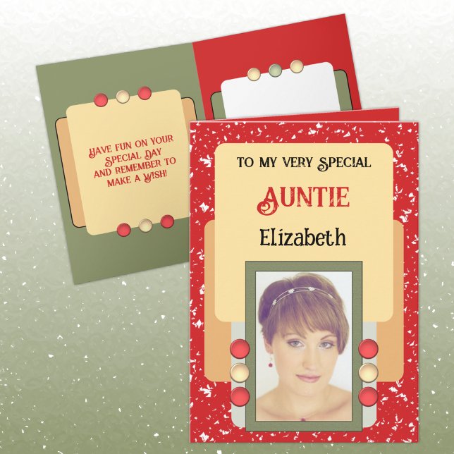 Tarjeta Tía muy especial agregar nombre de la foto en rojo (Subido por el creador)