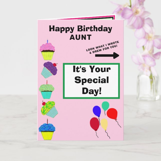 Tarjeta Tía NOMBRE DE Torre de Torta Rosa de Cumpleaños (Orquídea)