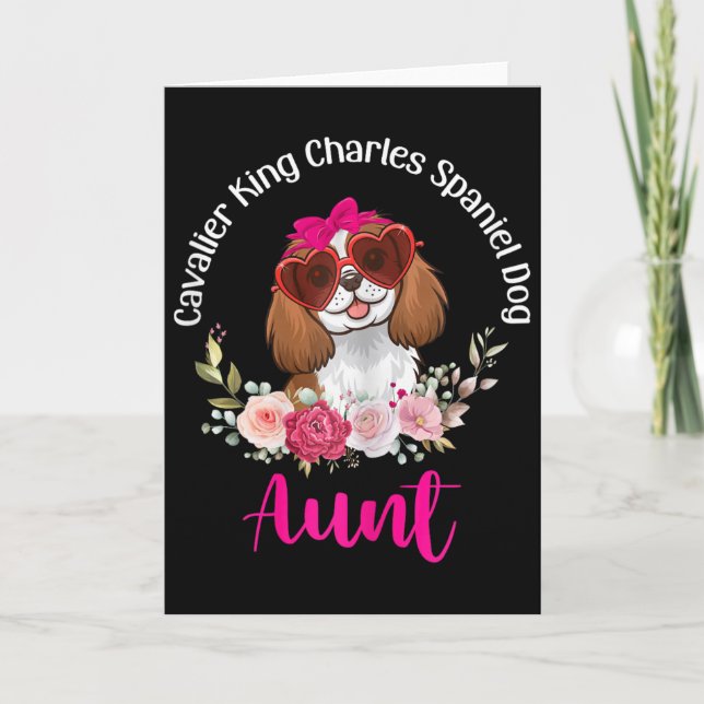 Tarjeta Tía perra Cavalier King Charles Spaniel Floral Val (Anverso)