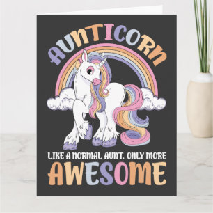 Tarjeta tía unicornio como una tía normal solo que más imp