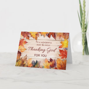 Tarjeta Tía y tío acción de gracias gracias Dios otoño
