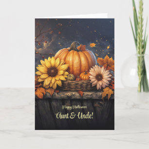 Tarjeta Tía y tío Feliz Halloween con cesta