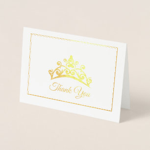 Tarjeta Tiara de Relieve metalizado dorado de conc