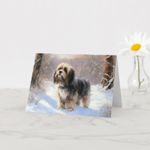 Tarjeta Tibetan Terrier Deja que nieve Navidad 