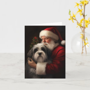 Tarjeta Tibetan Terrier Santa Claus Navideño