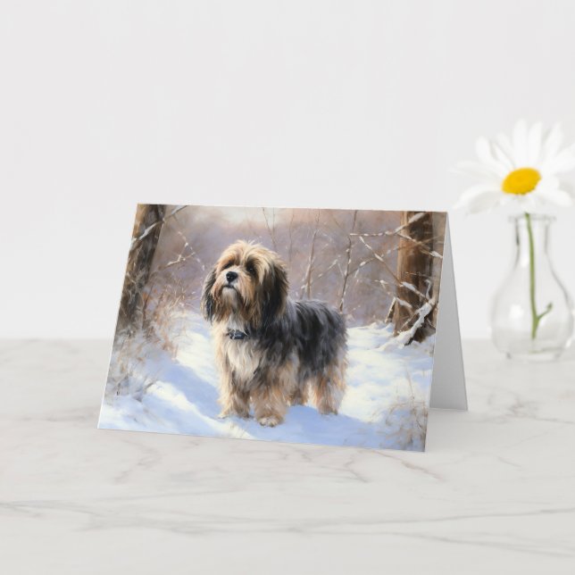 Tarjeta Tibetano aterrador deja que nieva a Navidades (Planta pequeña)