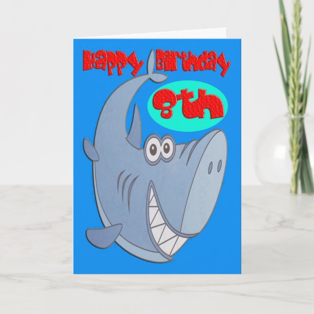 Tarjeta Tiburón azul Octavo cumpleaños (Anverso)