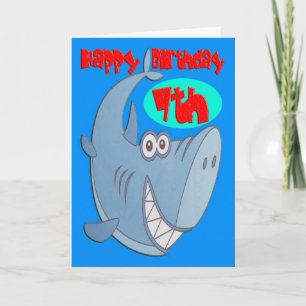 Tarjeta Tiburón Azul Séptimo Cumpleaños