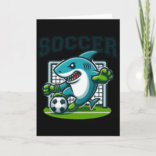 Tarjeta Tiburón de fútbol jugando fútbol 