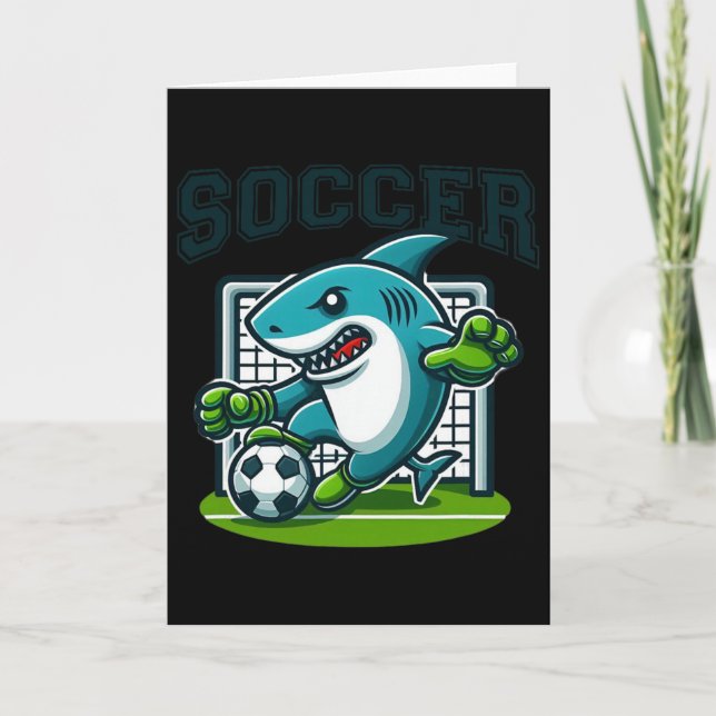 Tarjeta Tiburón de fútbol jugando fútbol  (Anverso)