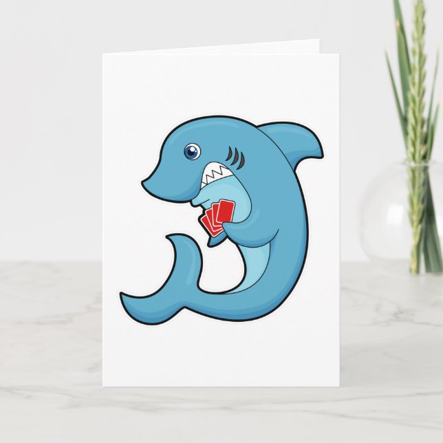 Tarjeta Tiburón en el póquer con cartas de póquer (Anverso)