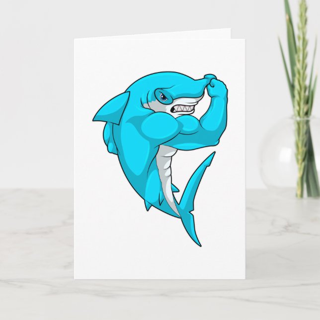 Tarjeta Tiburón martillo como culturista en culturismo (Anverso)