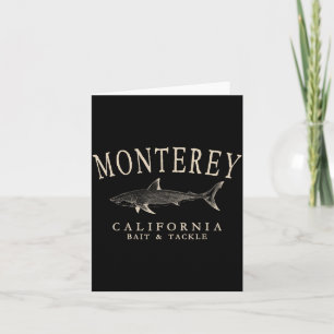 Tarjeta Tiburón Monte California Retro Marfil Arte Pesca
