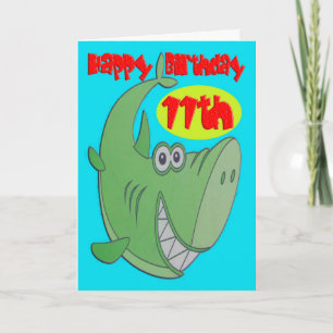 Tarjeta Tiburón Verde Undécimo Cumpleaños
