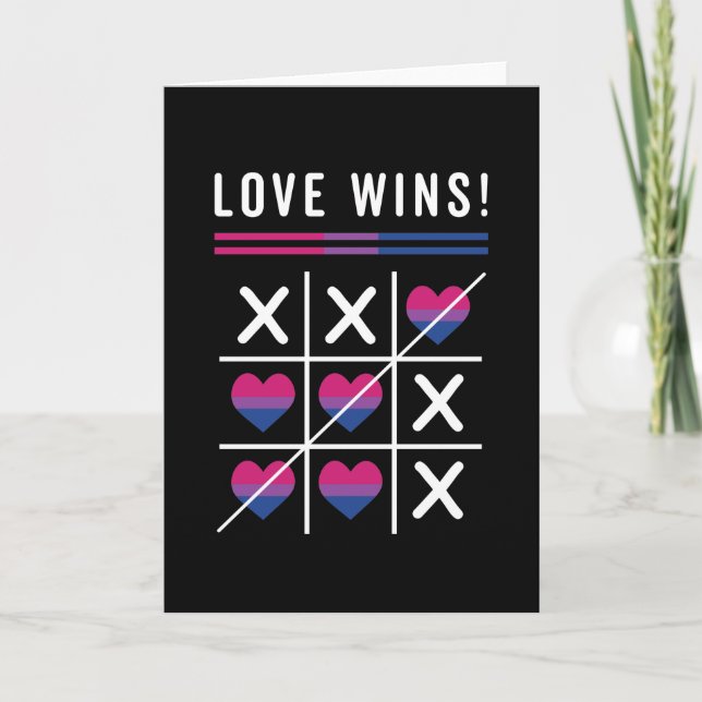 Tarjeta Tic Tac Toe Love gana el orgullo bisexual LGBTQ (Anverso)
