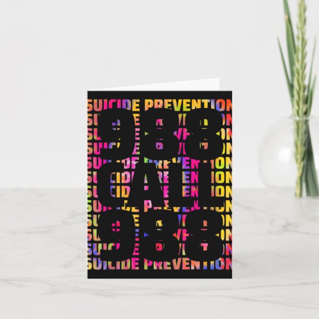 Tarjeta Tie Dye Awareness Suicide Prevention 988 Mental He (Anverso)