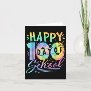 Tarjeta Tie Dye Feliz 100° Día del Estudiante Docente Esco