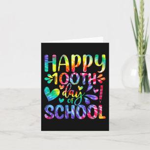 Tarjeta Tie Dye Feliz 100° Día del Estudiante Docente Esco