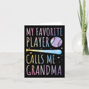 Tarjeta Tie-dye Mi jugador favorito me llama abuela béisbo