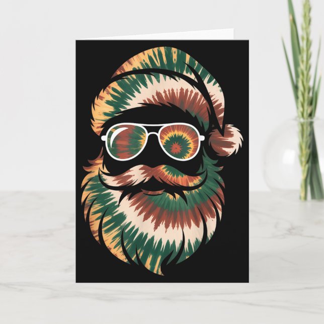 Tarjeta Tie Dye Santa Claus Face Xmas Boys Girls Kids Adul (Anverso)