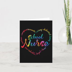 Tarjeta Tie Dye School Enfermero Corazón Palabra Enfermerí