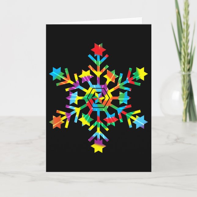 Tarjeta Tie Dye Snowflake Retro Hipe Christmas Holiday Xma (Anverso)