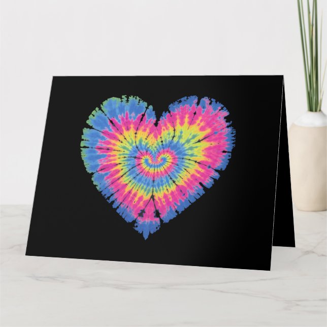 Tarjeta Tie Dye Valentines Colorful Hearts Day (Anverso)
