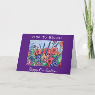 Tarjeta Tiempo De Aumentar La Graduación Desear Flores Jar