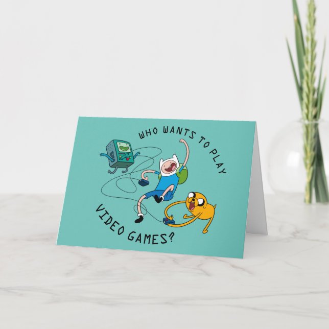Tarjeta Tiempo de aventura | Finn & Jake Play con BMO (Anverso)