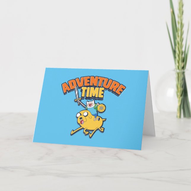 Tarjeta Tiempo de aventura | Finn Riding Jake (Anverso)