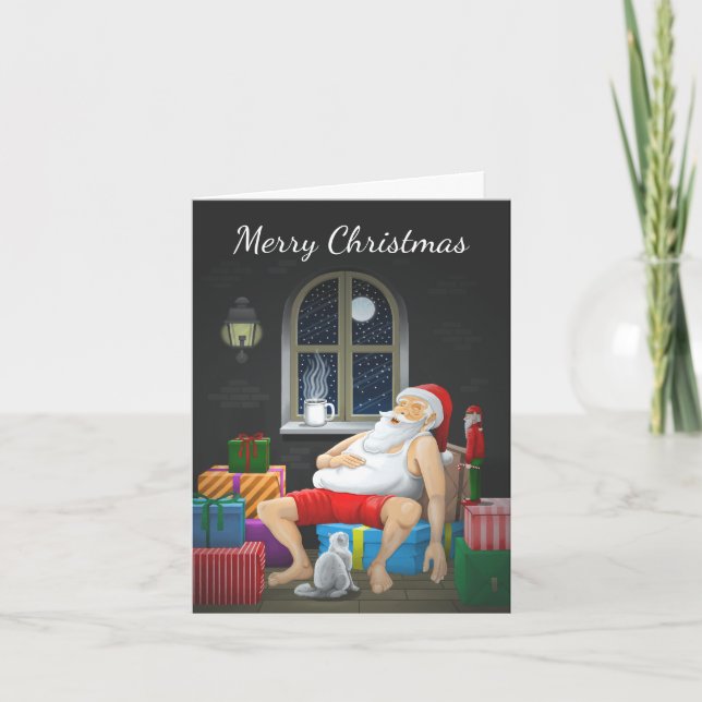 Tarjeta Tiempo de café espantoso de Santa Claus (Anverso)