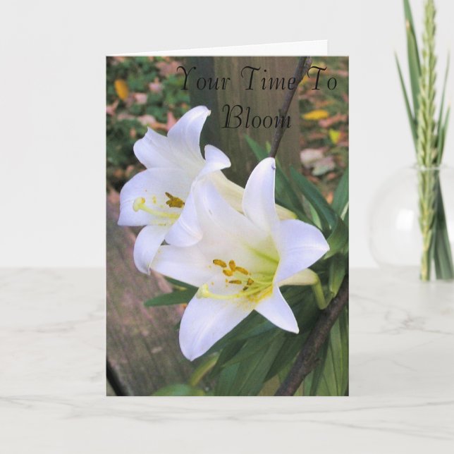 Tarjeta Tiempo De Florecer - Lillies Blancos (Anverso)