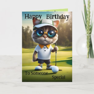 Tarjeta Tiempo de golf: Famoso jugador de golf de gato, ta
