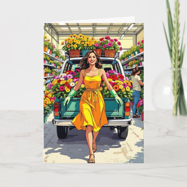 Tarjeta Tiempo de humor primaveral para comprar plantas di (Anverso)