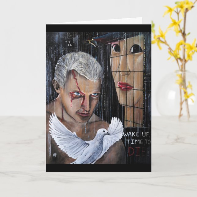 Tarjeta ¡Tiempo de morir! Pintura de Alfred Fox (flor amarilla)