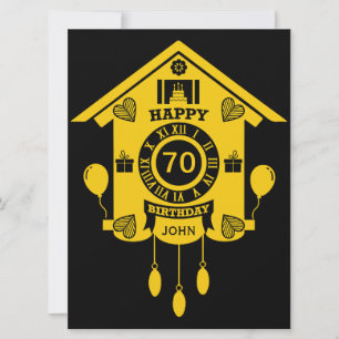 Tarjeta Tiempo de Reloj del Cuco Feliz Cumpleaños 70