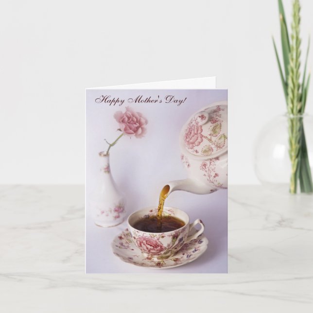Tarjeta Tiempo de té, ¡Feliz Día de la Madre! (Anverso)